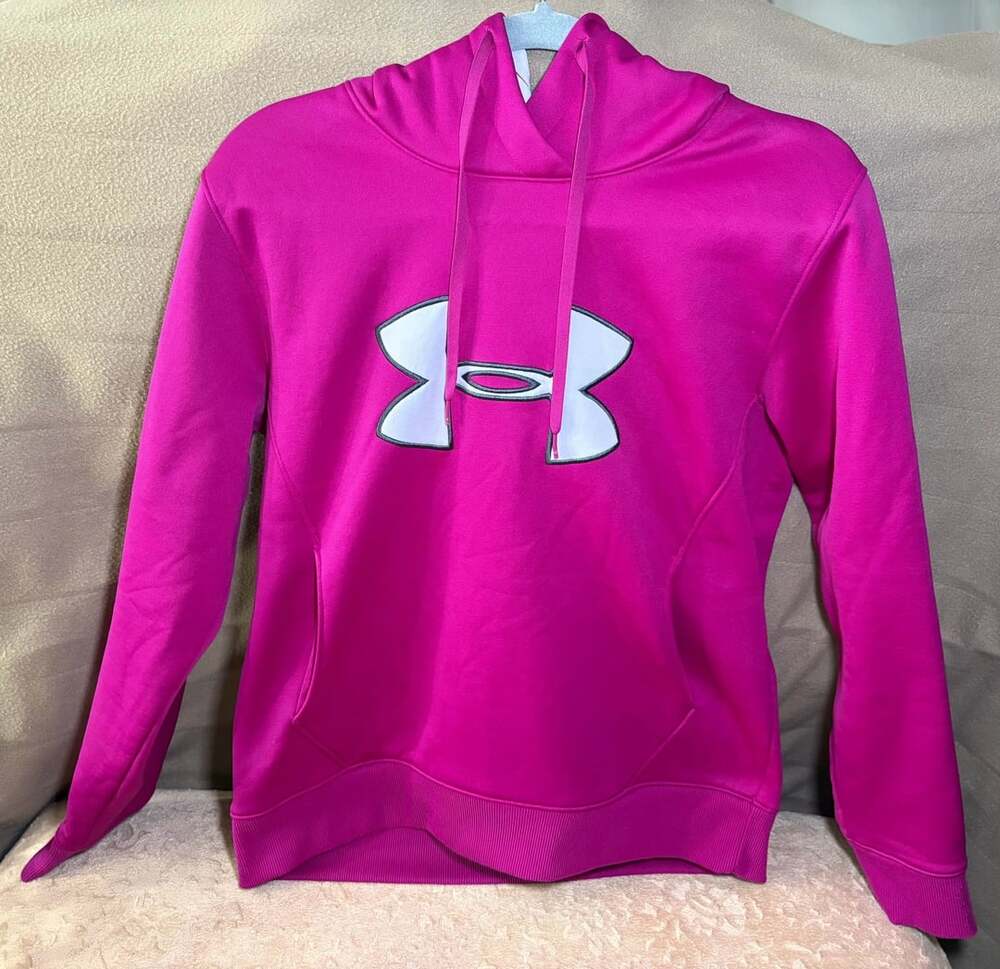 Under Armour ColdGear Storm Hoodie Size Large Pink White Logo